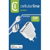 Cellularline USB Charger Kit 5W - Lightning - iPhone and iPod, Drinnen, AC, 5 V, 2 A, 1 m, Weiß