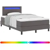 vidaXL Boxspringbett mit Matratze Grau 120 x 190 cm Kunstleder