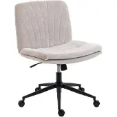 HOMCOM Homeoffice Stuhl Höhenverstellbar Schreibtischstuhl mit Leinenoptik Beige