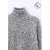MixRay Übergroßer gerippter Rollkragenpullover