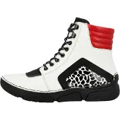 Rieker Sneakerboots , Damen, Gr. 38, schwarz (sanftes weiß, schwarz, rot), Lederimitat, kontrastfarbene Details, Schuhe Sneakerboots, Schnürboots, Schnürstiefelette mit zusätzlichem Innenreißverschluss