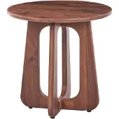 Beliani Beistelltisch Braun MDF Holzoptik Rund Retro Stil Modernes Design Wohnzimmer