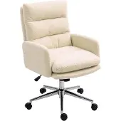 HOMCOM Bürostuhl Ergonomischer Schreibtischstuhl mit Armlehne Wolle Creme