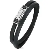 Brosway - Double leather bracelet with zircons Ink BIK138