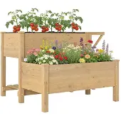 Outsunny HOCHBEET 2-stufig aus Tannenholz Braun