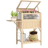 Outsunny HOCHBEET Tannenholz Polycarbonat Naturholz