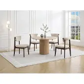Vente-unique 2er-Set Stühle aus Strukturstoff und Kautschukholz - Beige - GABIEL