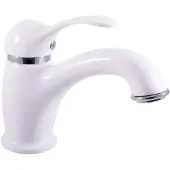 RAV Waschtischarmatur Chrom/Glänzend Weiß mit Pop-Up-Ablauf und Kalkschutz, 14 cm hoch