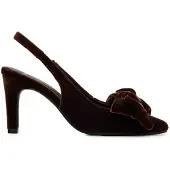 Manfield Braune Samt-Slingbackpumps mit Schleife | Größe 39