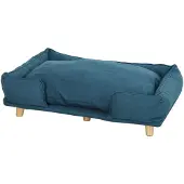 PawHut Hundesofa, Haustiersofa mit Kissen, Hundebett mit Erhöhtem Design Blau