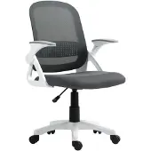 HOMCOM Bürostuhl Ergonomischer Drehstuhl mit aufklappbarer Armlehne Grau