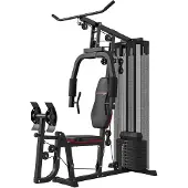 SPORTNOW Kraftstation, Multifunktionale Fitnessstation mit Beinpresse, Schwarz