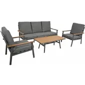 Degamo Loungeset CALGARY, Alu anthrazit + Kunstholz braun, Polster grau