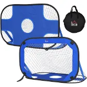 HOMCOM Fußballtore Pop Up Tor Tragbares Fußballnetz 2er Set Minitore faltbar Blau