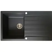 EsseBagno Sierra Spüle, einbeckenig mit Abtropfbecken, aus schwarzem Kunststoff, Marke