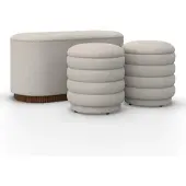 Bessagi Home Sitzbank Nina mit Stauraum inkl. 2 Hocker Bouclé Weiß
