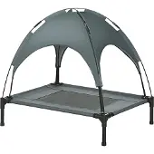 PawHut Haustierbett mit Baldachin Erhöhtes Hundebett Hundeliege outdoor Grau