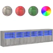 vidaXL Sideboard mit LED-Leuchten Grau Sonoma 283x37x67 cm