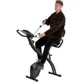 HOMCOM Heimtrainer X-Bike Fahrradtrainer LCD-Display klappbar Schwarz