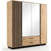 Feldmann-Wohnen Kleiderschrank Lamia Schlafzimmerschrank Eiche Wotan schwarz Ausführung wählbar