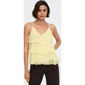 ONLY Trägertop "ONLLINN LIFE FLOUNCE SINGLET WVN NOOS" Kunstfaser, regular fit
