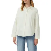 s.Oliver Hemdbluse , Damen, Gr. 42, beige (ecru), Cord, Obermaterial: 100% Baumwolle, unifarben, normal, 2-Knopf-Manschette, Blusen Hemdbluse, aus Feincord, Relaxed Fit