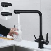 HOMEDE SkyPanda Küchenarmatur, 3-fach, Edelstahl, schwarz