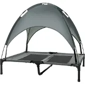 PawHut Haustierbett mit Baldachin Erhöhtes Hundebett Hundeliege outdoor Grau