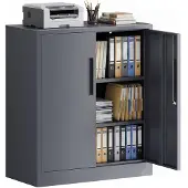 Wiltec Aktenschrank Stahl 80x40x92cm Anthrazit Büroschrank Metallschrank Ordner