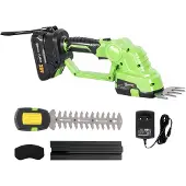 Outsunny 2-in-1 Akku Heckenschere Elektrischer Hecken & Strauchschere Grün