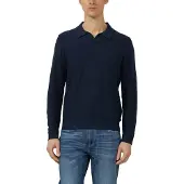 s.Oliver Strickpullover , Herren, Gr. L, blau (navy), Strick, Obermaterial: 100% Baumwolle, unifarben, normal hüftbedeckend, Rundhals, Bündchen, Pullover Strickpullover, mit Polokragen
