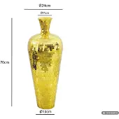 FineBuy Vase Aluminium Gold Blumenvase XL Bodenvase Wohndeko Gross Rund Dekovase Handmade