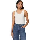 Marc O'Polo Tanktop DENIM, Damen, Gr. L, weiß (sanftes weiß), Rippware, Obermaterial: 94% Baumwolle, 6% Elasthan, unifarben, sehr figurbetont hüftlang, Rundhals, Tops Tanktop, im schlichten Basic Look