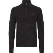 Blend Troyer "BHPATTI", Herren, Gr. XL, schwarz (charcoal mix), Strick, Obermaterial: 100% Baumwolle, meliert, regular fit normal, ohne Ausschnitt, Bündchen, Pullover Troyer, Baumwolle, regular fit