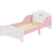 AIYAPLAY Kinderbett, 140x70 cm Kleinkindbett mit Rausfallschutz, Lattenrost Rosa