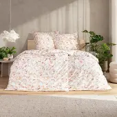 Estella Bio Mako Satin Bettwäsche 155x220 Beatriz abendrot Gräser Blätter 3445-395