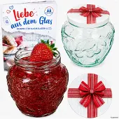 MamboCat 2er Set Frutta Vaso Marmeladenglas 580ml mit Geschenk Deckel TO82 & Rezeptheft