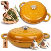 Hage Emaillierter Gusseisentopf, flach, 30 cm, 3 l, Senf