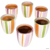 MamboCat 6er Set Tropicana Mokkabecher 180ml Streifen Steingut Espresso