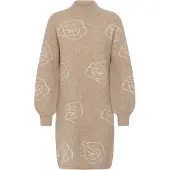 Kaffe Midikleid "Damen Kleid KAwilma", Damen, Gr. L, N-Gr, grau (taupe gray mel, weiß flowers), Obermaterial: 46% Polyacryl PAN. 45% Nylon NY. 5% Wolle mw. 4% Elasthan EL., Kleider Midikleid