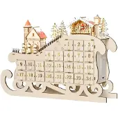 HOMCOM Adventskalender Weihnachtsdekoration 24 Schubladen LED Schlitten