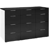 Hasena Kommode Trequatri Weiß/Schwarz mit 12 Schubladen zerlegt, zerlegt (zum Selbstaufbau) 135x49x8 cm – Selezione