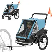 AIYAPLAY 2 in 1 Fahrradanhänger & Buggy 2-Sitzer Fahrrad Anhänger für Kinder