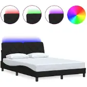 vidaXL Bettgestell mit LED ohne Matratze Schwarz 120x200 cm Stoff