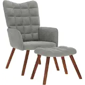 vidaXL Relaxsessel mit Hocker Hellgrau Samt