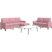 vidaXL 3-tlg. Sofagarnitur mit Kissen Rosa Samt