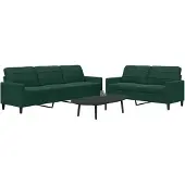 vidaXL 2-tlg. Sofagarnitur mit Kissen Dunkelgrün Samt
