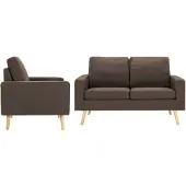 vidaXL 2-tlg. Sofagarnitur Stoff Braun