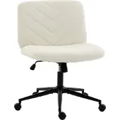 HOMCOM Bürostuhl ohne Armlehnen, Höhenverstellbar Schneidersitz Drehstuhl Creme