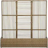 Outsunny Polyrattan Hochbeet mit Rankgitter, Blumenkasten für Garten Sand